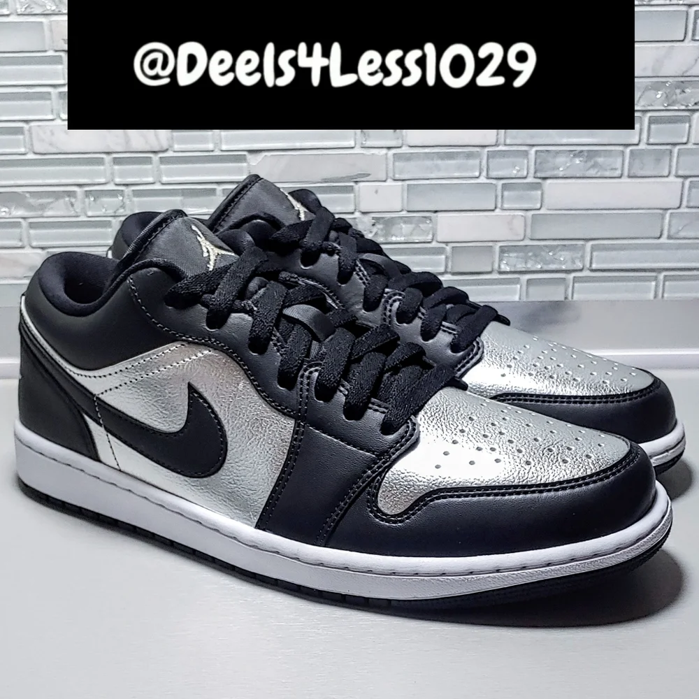 Nike Air Jordan 1 SE Low Mens Size 10.5/Womens 12 Black Metallic Silver White